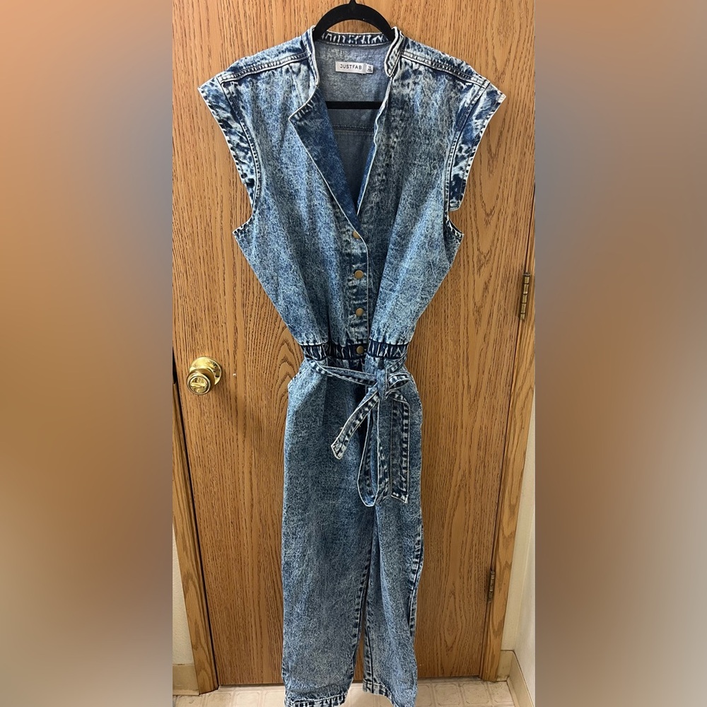Denim Belted Jumpsuit